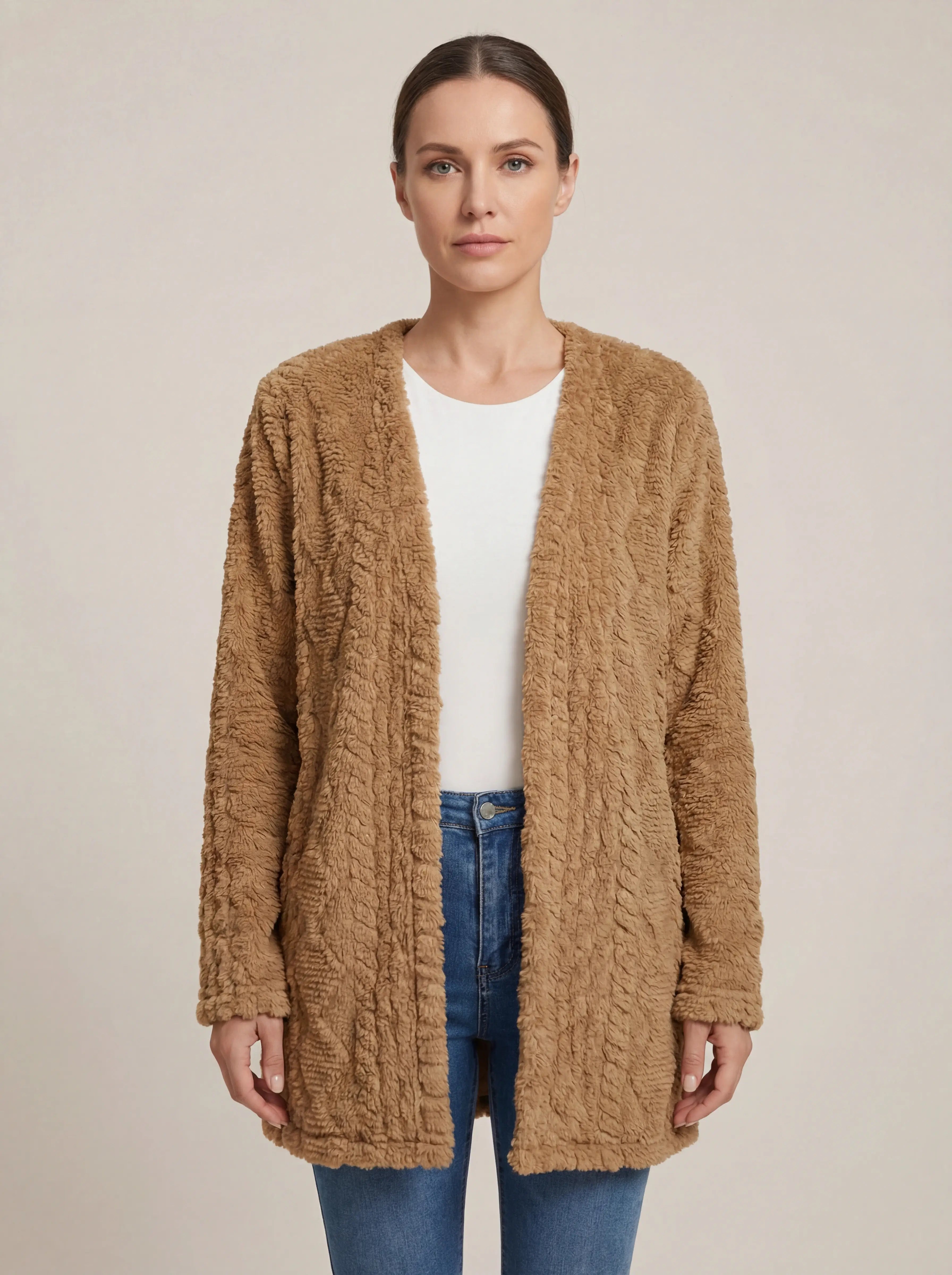 Fleece-Cardigan für Damen mit Kapuze – Louise
