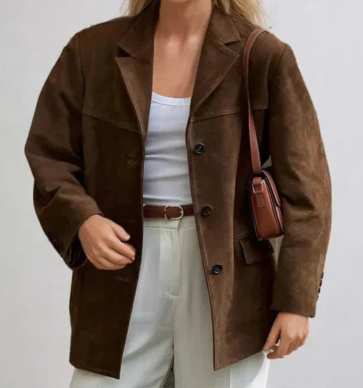 Natalie Damen Klassische Wildlederjacke