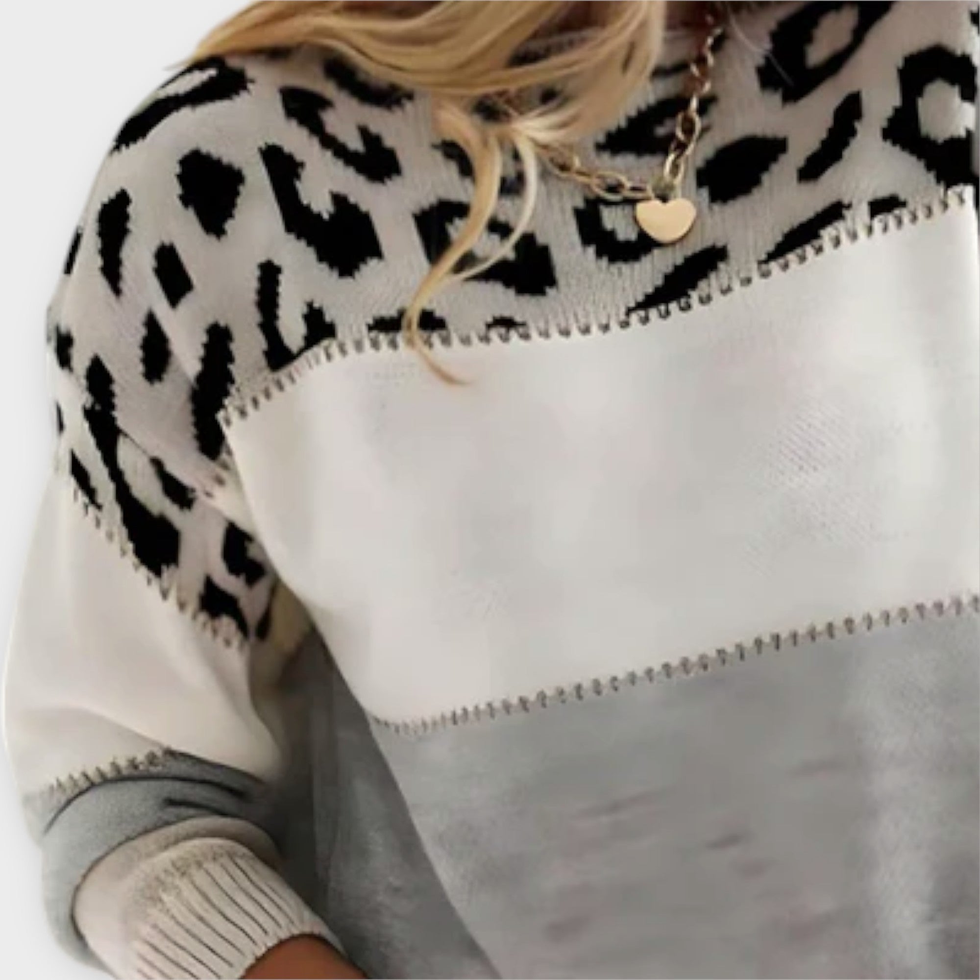 Selena Damen-Strickpullover mit Leopardenmuster