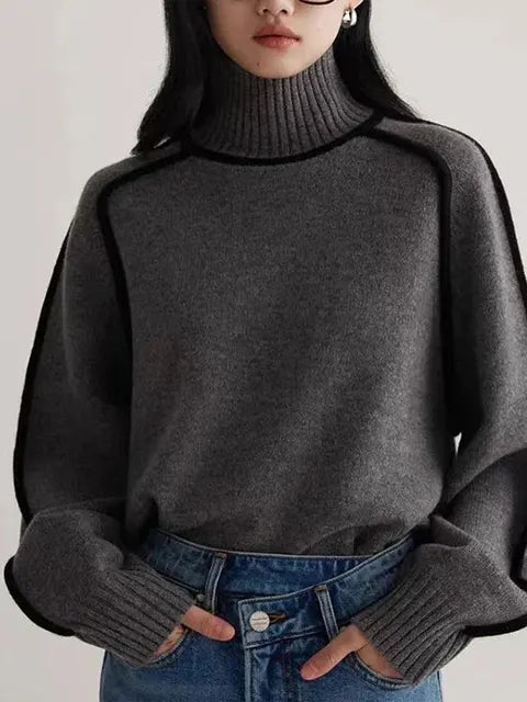 Schicker Pullover mit hohem Kragen für Damen von Eva