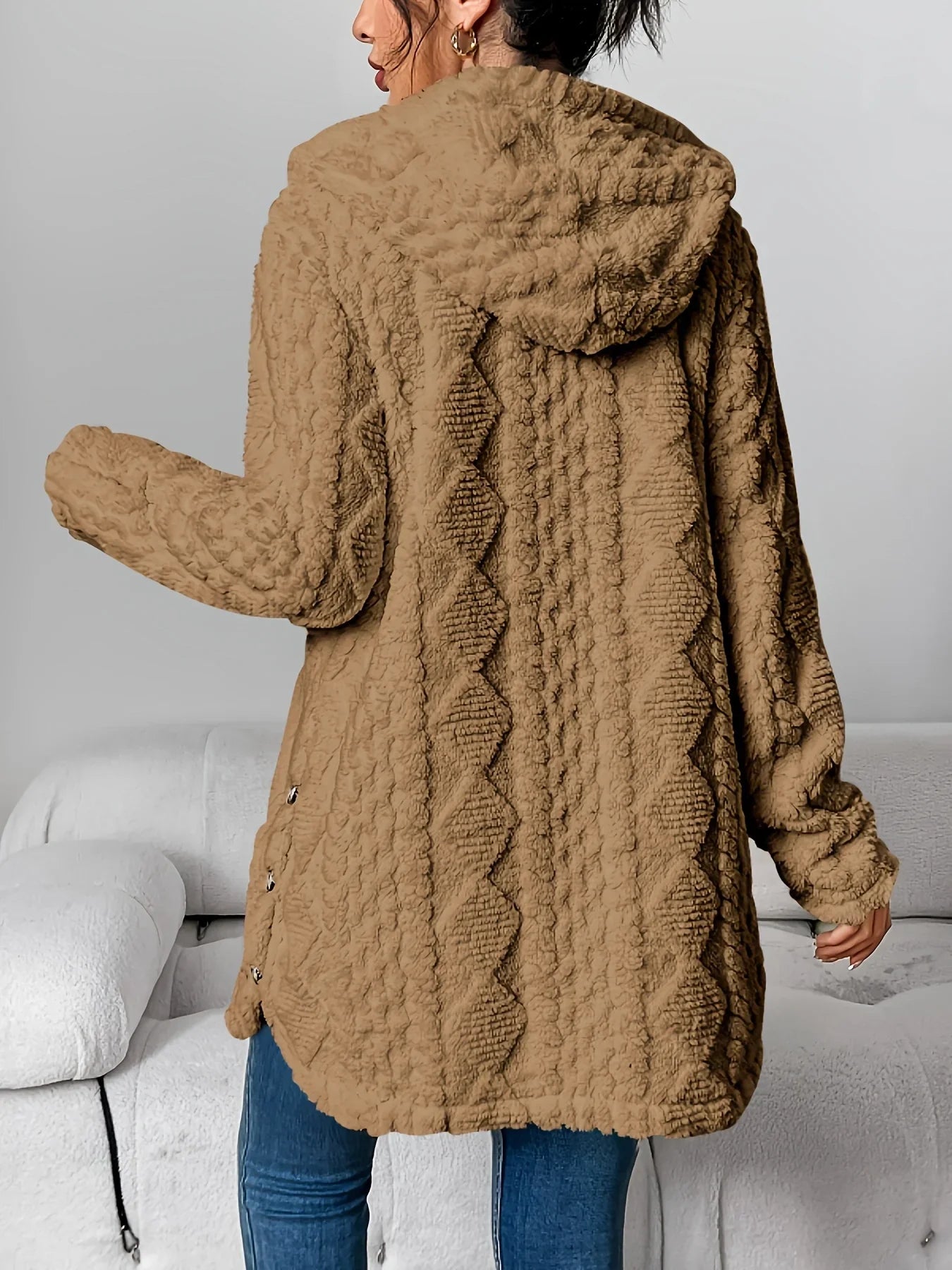 Fleece-Cardigan für Damen mit Kapuze – Louise