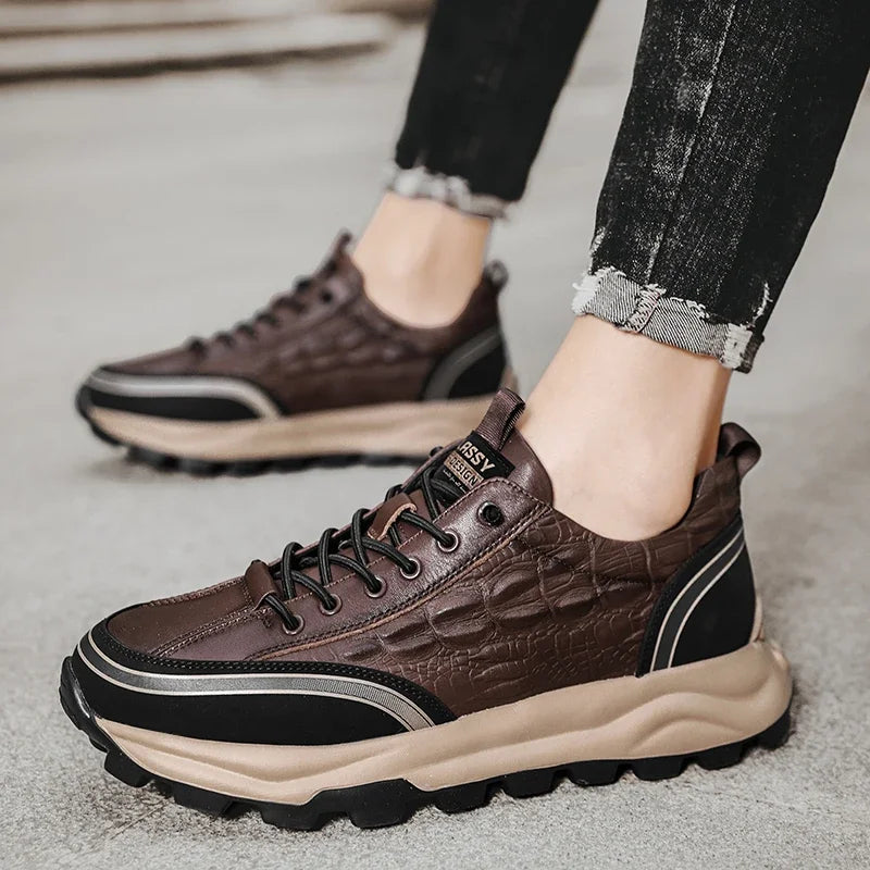 Strapazierfähige und strukturierte Lederschuhe – Edel