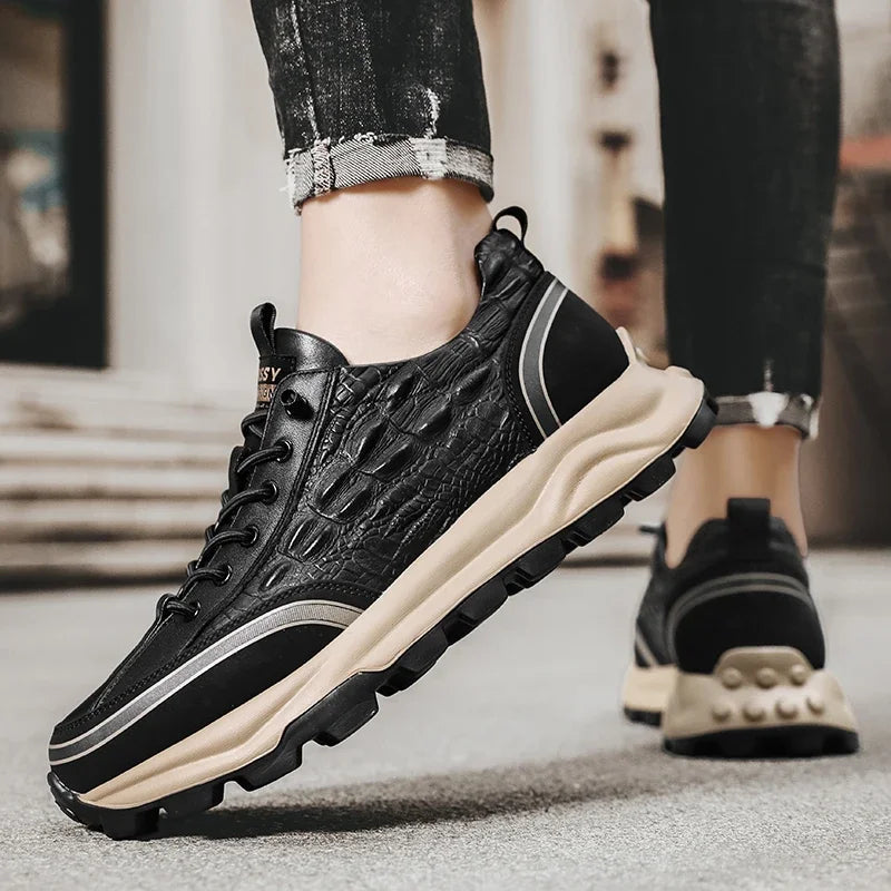 Strapazierfähige und strukturierte Lederschuhe – Edel