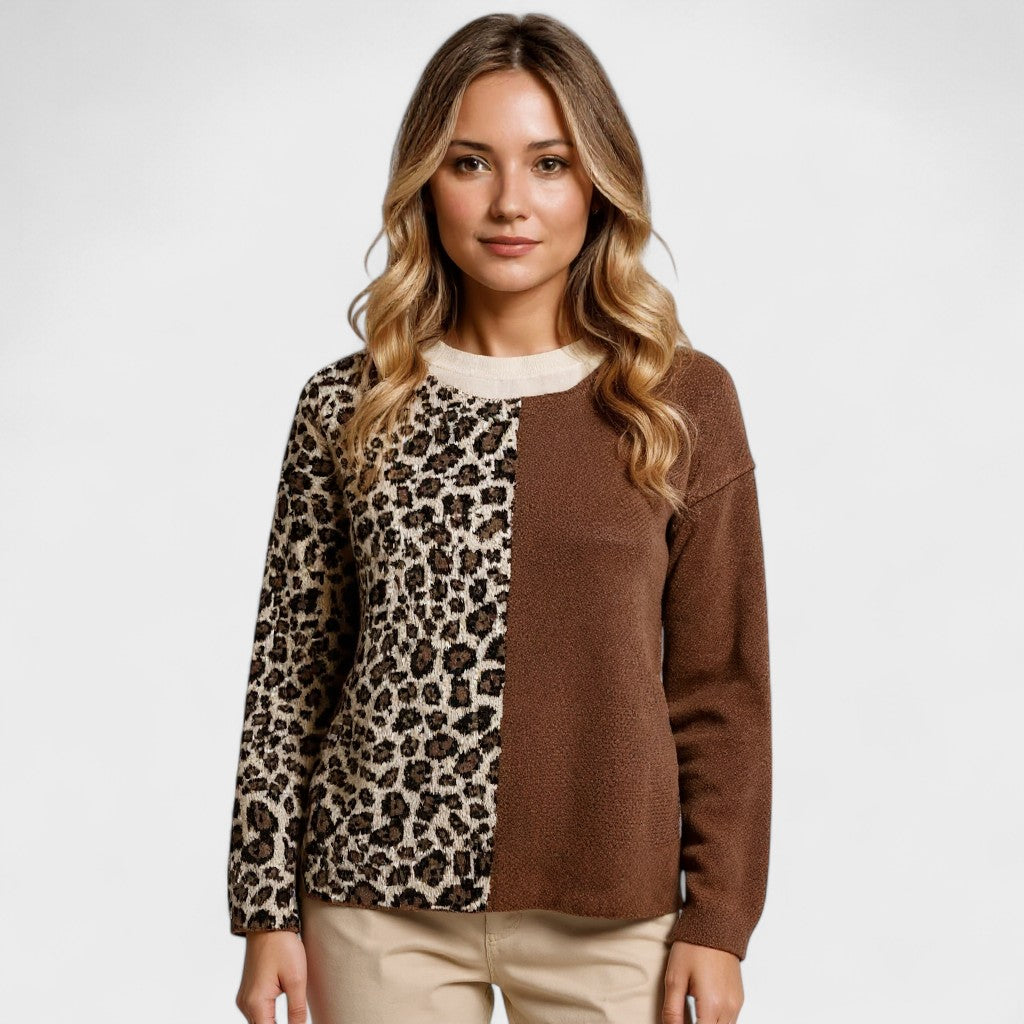 Isabella Damen Schicker Leopardenpullover