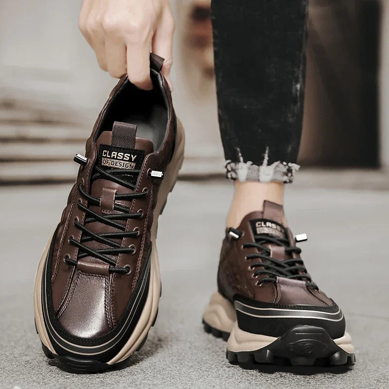 Strapazierfähige und strukturierte Lederschuhe – Edel